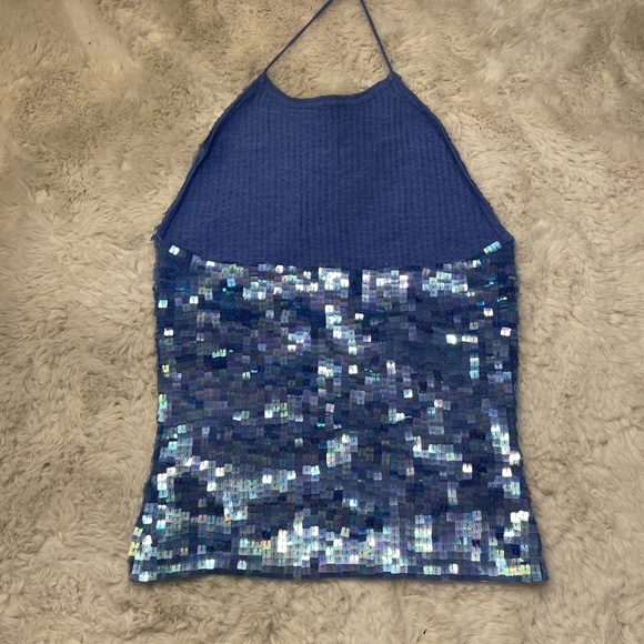 Gap Vintage Y2K Sequined Wool Halter Top Size M - Picture 2 of 5